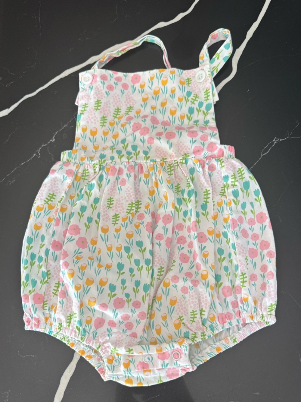 Baby Floral Print One-Piece Romper - Pink & Yellow